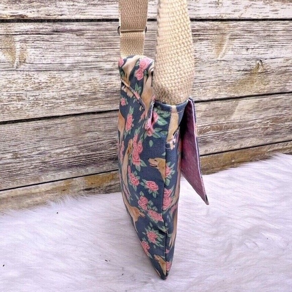 Jtaylorcrafts Floral Roses Dog Print Small Cotton Purse Shoulder Bag Crossbody - Picture 4 of 12